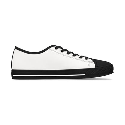 Low Top Sneakers — White Women’s Canvas Shoes with Red Bleeding Heart Accent