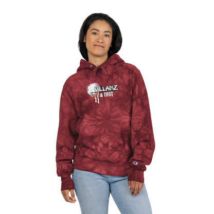 Tie-Dye Champion Hoodie — Embroidered 'Billanz & Tinz' Graphic