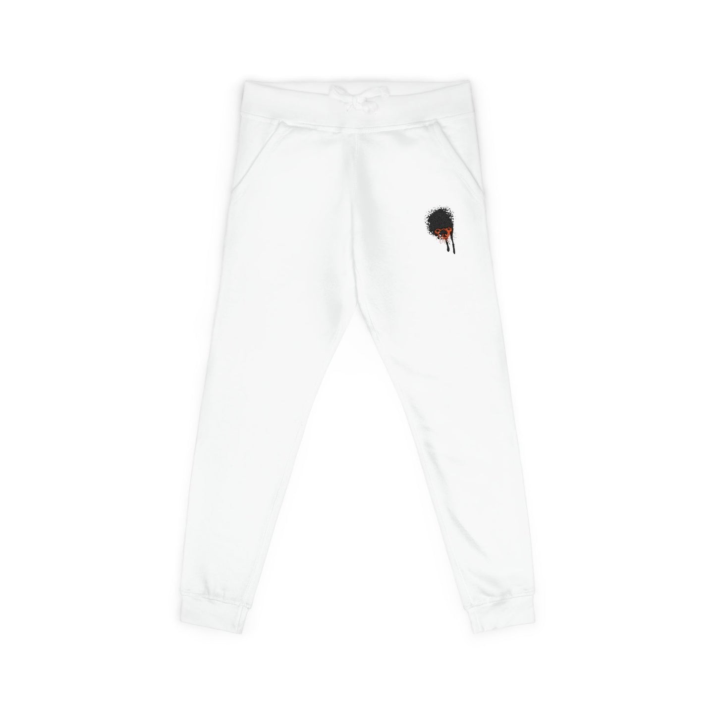 Embroidered Rose Skull Fleece Sweatpants — Gothic Floral Joggers