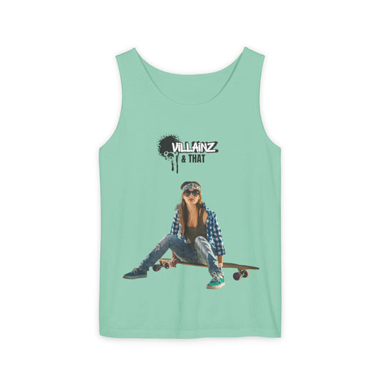 Skateboard Girl Tank Top — "Villainz & That" Graphic Vest