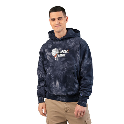 Tie-Dye Champion Hoodie — Embroidered 'Billanz & Tinz' Graphic