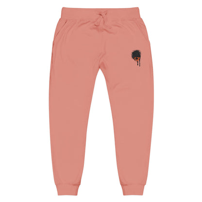 Embroidered Rose Skull Fleece Sweatpants — Gothic Floral Joggers