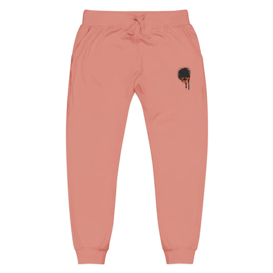 Embroidered Rose Skull Fleece Sweatpants — Gothic Floral Joggers