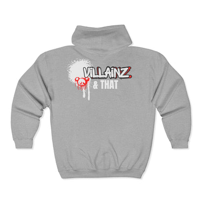 Villainz & That Zip-Up Hoodie — Gothic Streetwear Full-Zip Hooded Sweatshirt