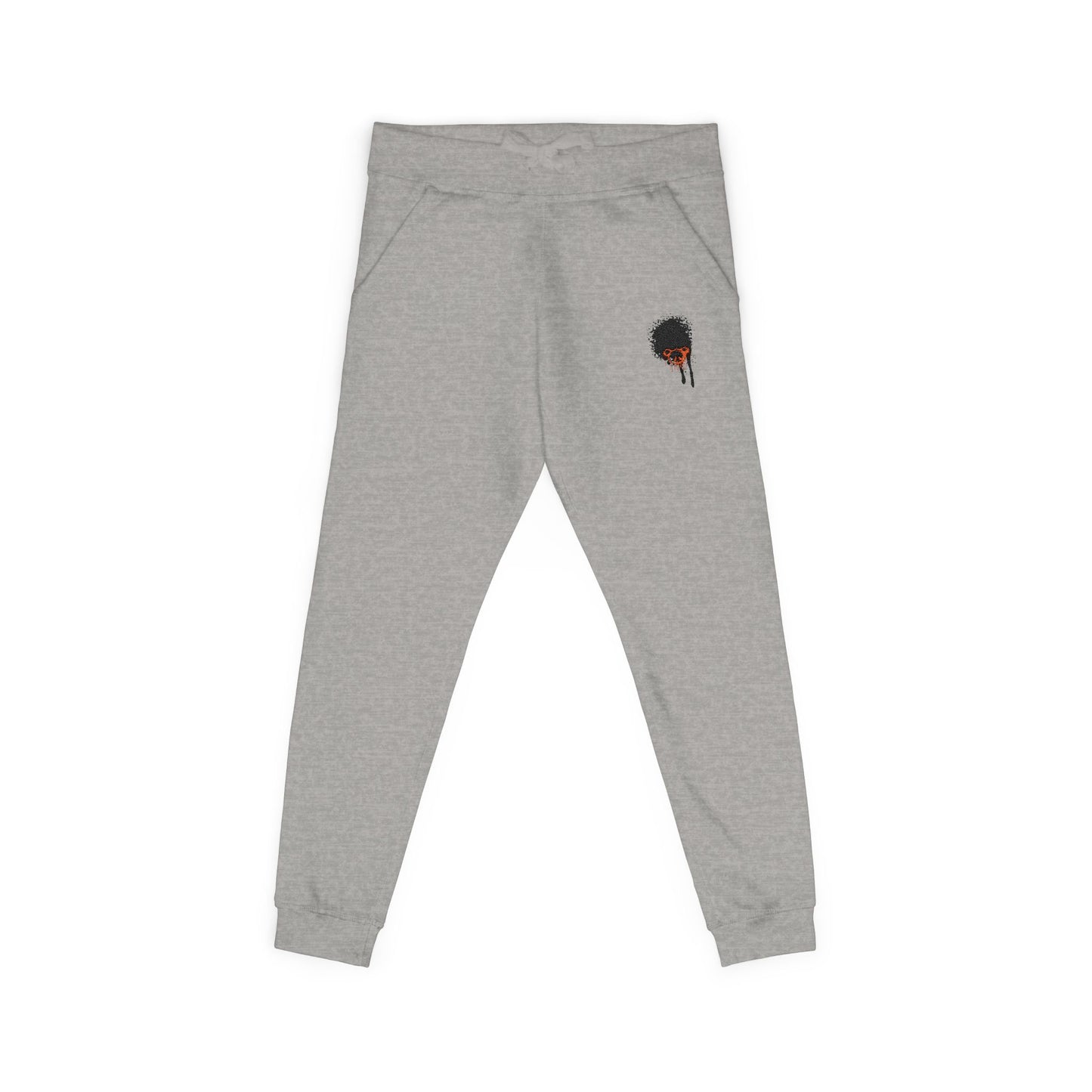 Embroidered Rose Skull Fleece Sweatpants — Gothic Floral Joggers
