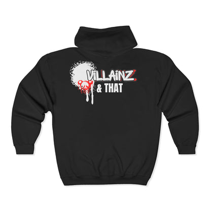 Villainz & That Zip-Up Hoodie — Gothic Streetwear Full-Zip Hooded Sweatshirt
