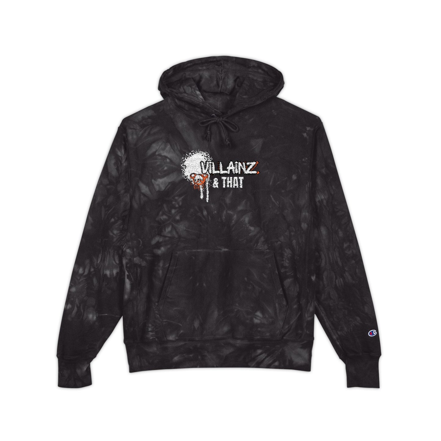 Tie-Dye Champion Hoodie — Embroidered 'Billanz & Tinz' Graphic