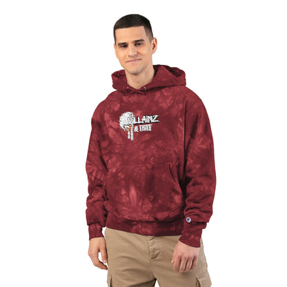 Tie-Dye Champion Hoodie — Embroidered 'Billanz & Tinz' Graphic