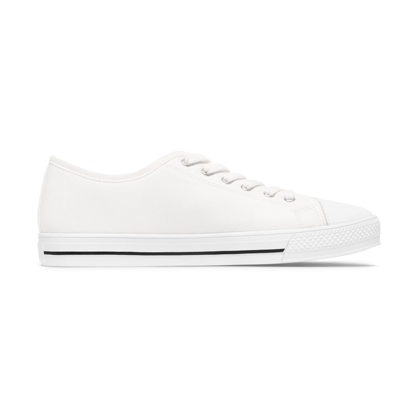 Low Top Sneakers — White Women’s Canvas Shoes with Red Bleeding Heart Accent
