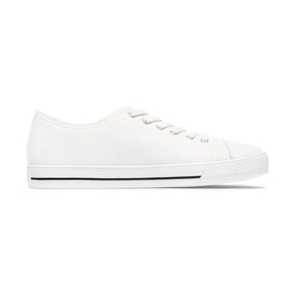 Low Top Sneakers — White Women’s Canvas Shoes with Red Bleeding Heart Accent