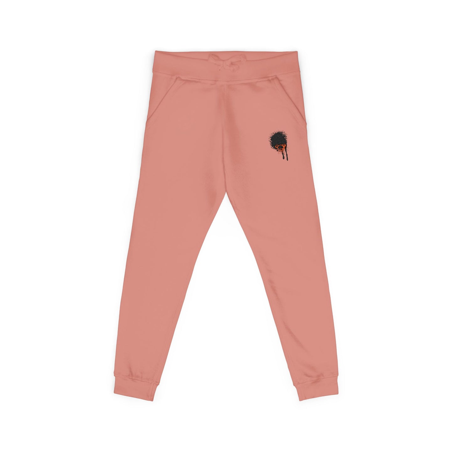 Embroidered Rose Skull Fleece Sweatpants — Gothic Floral Joggers